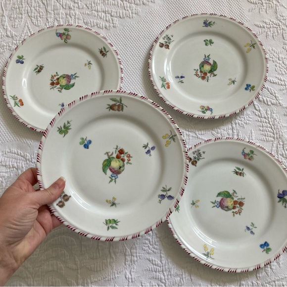 Vintage Vista Alegre fruit botanical salad plates Portugal lot of 4